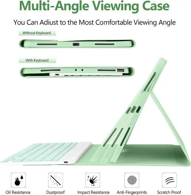 Alt view image 6 of 7 - Keyboard Case with Mouse for iPad Air 13 inch M3 M2 2025 2024 / iPad Pro 12.9 inch 6th 5th 4th 3rd Generation 2022 2021 2020 2018 - Wireless Detachable Keyboard- Pencil Holder Mint Green