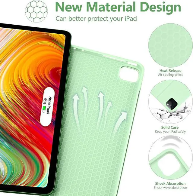Alt view image 5 of 7 - Keyboard Case with Mouse for iPad Air 13 inch M3 M2 2025 2024 / iPad Pro 12.9 inch 6th 5th 4th 3rd Generation 2022 2021 2020 2018 - Wireless Detachable Keyboard- Pencil Holder Mint Green