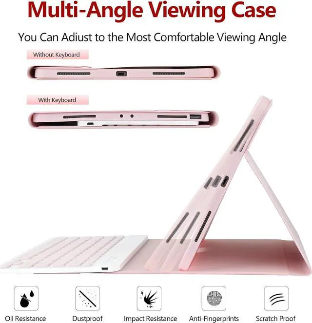 Alt view image 6 of 7 - Keyboard Case with Mouse for iPad Air 13 inch M3 M2 2025 2024 / iPad Pro 12.9 inch 6th 5th 4th 3rd Generation 2022 2021 2020 2018 - Wireless Detachable Keyboard- Pencil Holder Pink