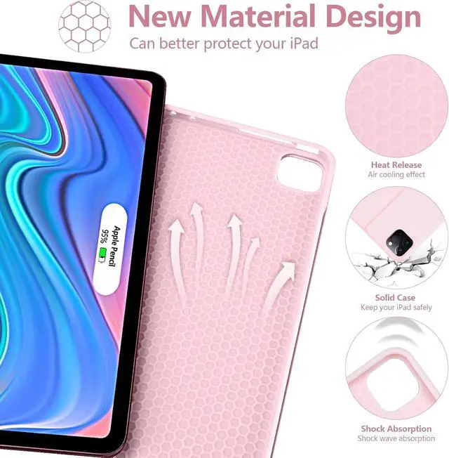 Alt view image 3 of 7 - Keyboard Case with Mouse for iPad Air 13 inch M3 M2 2025 2024 / iPad Pro 12.9 inch 6th 5th 4th 3rd Generation 2022 2021 2020 2018 - Wireless Detachable Keyboard- Pencil Holder Pink