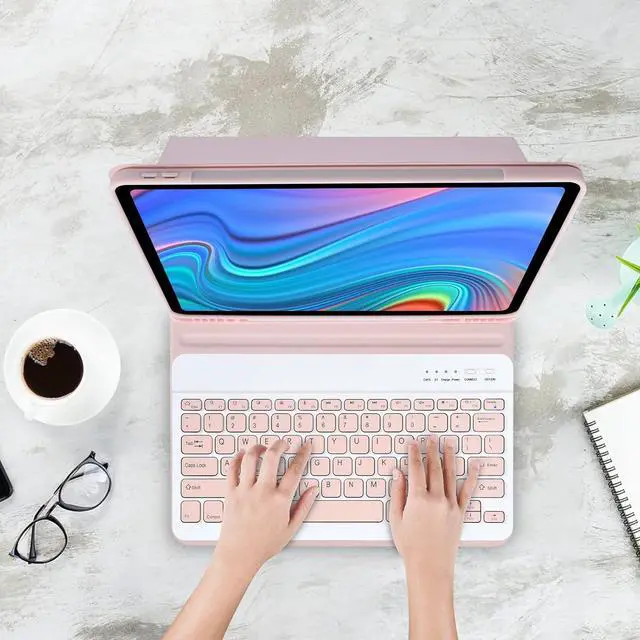 Alt view image 7 of 7 - Keyboard Case with Mouse for iPad Air 13 inch M3 M2 2025 2024 / iPad Pro 12.9 inch 6th 5th 4th 3rd Generation 2022 2021 2020 2018 - Wireless Detachable Keyboard- Pencil Holder Pink