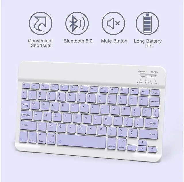 Alt view image 4 of 6 - Keyboard Case with Mouse for iPad Air 13 inch M3 M2 2025 2024 / iPad Pro 12.9 inch 6th 5th 4th 3rd Generation 2022 2021 2020 2018 - Wireless Detachable Keyboard- Pencil Holder Purple