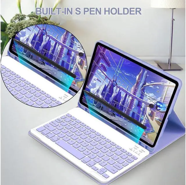 Alt view image 3 of 6 - Keyboard Case with Mouse for iPad Air 13 inch M3 M2 2025 2024 / iPad Pro 12.9 inch 6th 5th 4th 3rd Generation 2022 2021 2020 2018 - Wireless Detachable Keyboard- Pencil Holder Purple