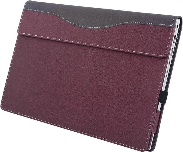 Alt view image 6 of 7 - BONAEVER Laptop Case for 15 inch Microsoft Surface Laptop 7 Windows PC with ARM CPU and AI-Powered Copilot+, PU Leather Folio Stand Laptop Protective Cover Wine Red