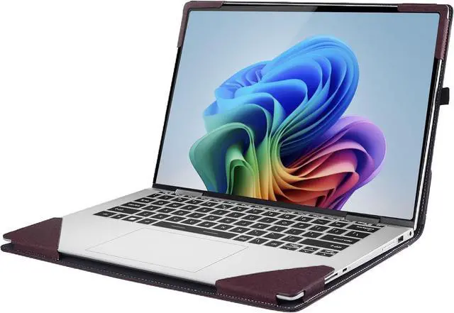 Alt view image 7 of 7 - BONAEVER Laptop Case for 15 inch Microsoft Surface Laptop 7 Windows PC with ARM CPU and AI-Powered Copilot+, PU Leather Folio Stand Laptop Protective Cover Wine Red