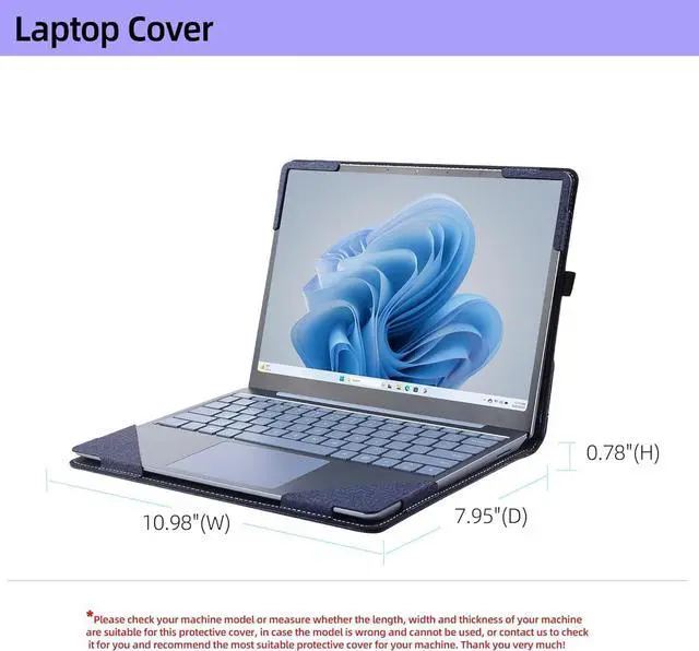 Alt view image 4 of 7 - BONAEVER Laptop Cover Case for Microsoft Surface Laptop Go 3 / Go 2 / Go 1 12.4 inch 2023 2022 2020 Model 2013 1943 PU Leather Protective Flip Folio Case with Foldable Stand / Pencil Holder Blue