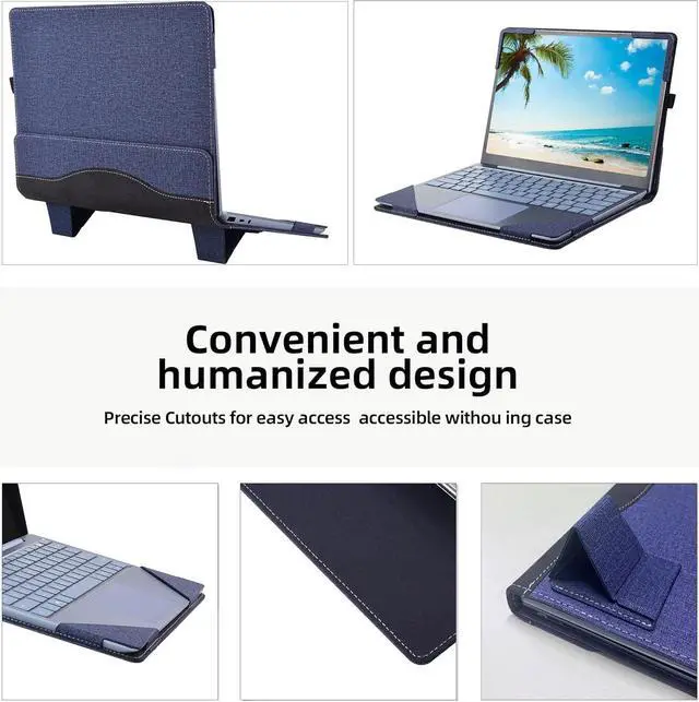 Alt view image 7 of 7 - BONAEVER Laptop Cover Case for Microsoft Surface Laptop Go 3 / Go 2 / Go 1 12.4 inch 2023 2022 2020 Model 2013 1943 PU Leather Protective Flip Folio Case with Foldable Stand / Pencil Holder Blue