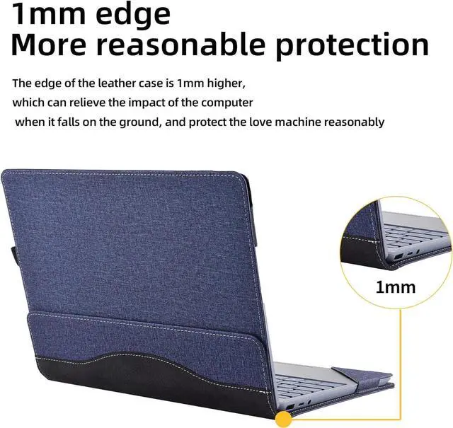Alt view image 6 of 7 - BONAEVER Laptop Cover Case for Microsoft Surface Laptop Go 3 / Go 2 / Go 1 12.4 inch 2023 2022 2020 Model 2013 1943 PU Leather Protective Flip Folio Case with Foldable Stand / Pencil Holder Blue