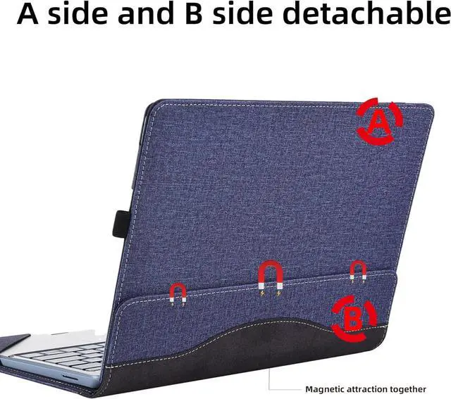 Alt view image 2 of 7 - BONAEVER Laptop Cover Case for Microsoft Surface Laptop Go 3 / Go 2 / Go 1 12.4 inch 2023 2022 2020 Model 2013 1943 PU Leather Protective Flip Folio Case with Foldable Stand / Pencil Holder Blue