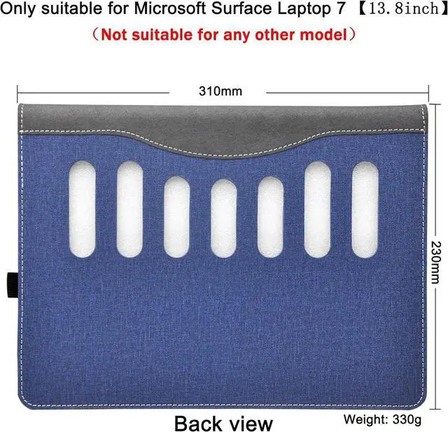 Alt view image 4 of 7 - BONAEVER Laptop Case for 13.8 inch Microsoft Surface Laptop 7 2024 Windows PC with ARM CPU and AI-Powered Copilot+, PU Leather Folio Stand Laptop Protective Cover Blue