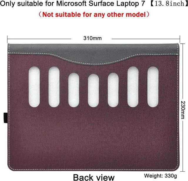 Alt view image 4 of 7 - BONAEVER Laptop Case for 13.8 inch Microsoft Surface Laptop 7 2024 Windows PC with ARM CPU and AI-Powered Copilot+, PU Leather Folio Stand Laptop Protective Cover Wine Red