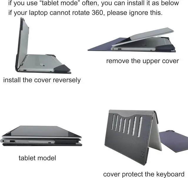 Alt view image 7 of 7 - BONAEVER Protective Case Cover for Hp Pavilion X360 Convertible 14-dy Laptop 14t-ek 14-ek 2-in-1 [Not Other Models] Notebook Sleeve Computer Bag Protective PU Leather Shell Blue