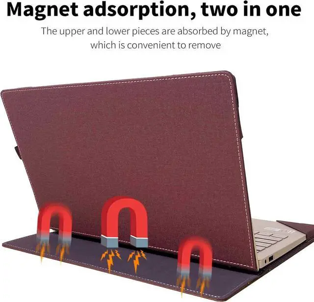 Alt view image 3 of 7 - BONAEVER Case for 14 inch Lenovo Yoga 7 7i 9i C740 S740 C940 IdeaPad 5 Dell Inspiron 14 5410 5402 5409 7400 Cover Protective Skin Sleeve Detachable Wine Red