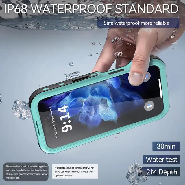 Alt view image 2 of 7 - BONAEVER Waterproof Case for iPhone 16 6.1 inch with MagSafe Snowproof,Dustproof and Shockproof, IP68 Certified Full Body Protection Fully Sealed Underwater Cover for iPhone 16 6.1" Blue