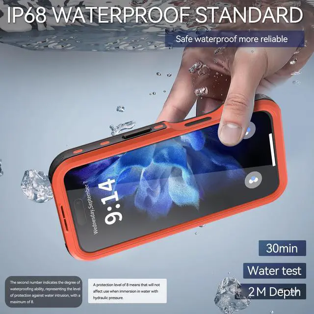 Alt view image 2 of 7 - BONAEVER Waterproof Case for iPhone 16 6.1 inch with MagSafe Snowproof,Dustproof and Shockproof, IP68 Certified Full Body Protection Fully Sealed Underwater Cover for iPhone 16 6.1" Red