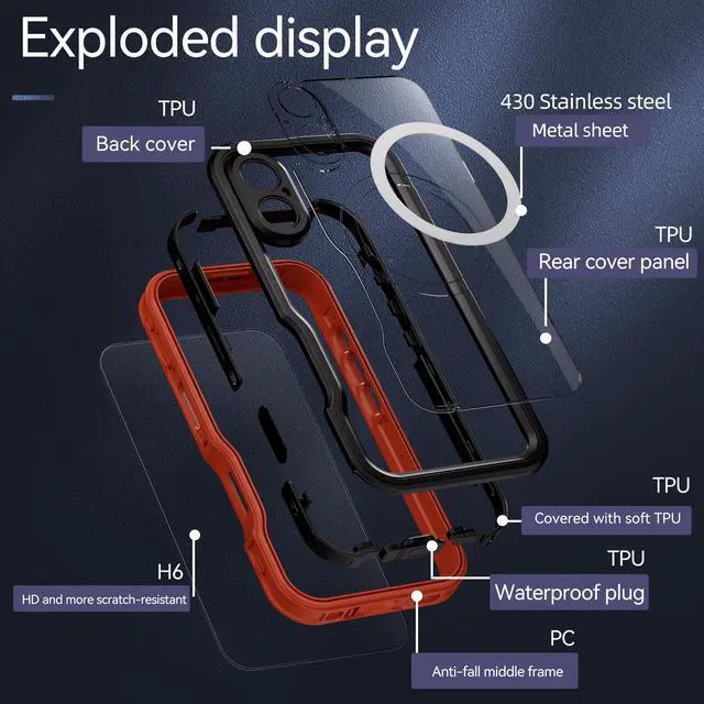 Alt view image 4 of 7 - BONAEVER Waterproof Case for iPhone 16 6.1 inch with MagSafe Snowproof,Dustproof and Shockproof, IP68 Certified Full Body Protection Fully Sealed Underwater Cover for iPhone 16 6.1" Red