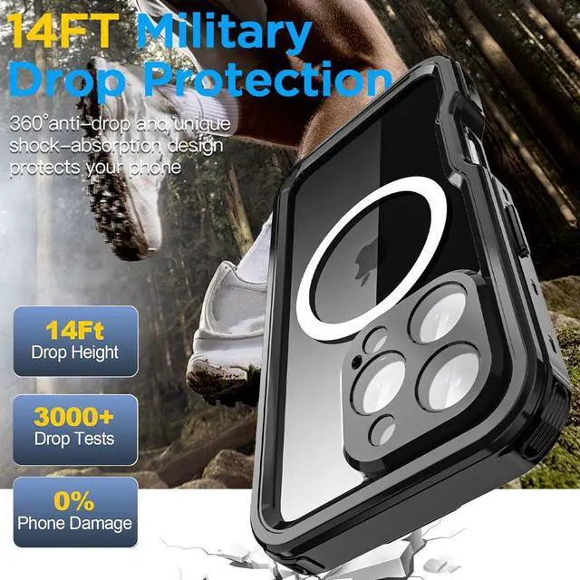 Alt view image 2 of 7 - BONAEVER Waterproof Case for iPhone 16 Pro Max 6.7 inch with MagSafe Snowproof,Dustproof and Shockproof, IP68 Certified Full Body Protection Fully Sealed Underwater Cover for iPhone 16 Pro Max 6.7"