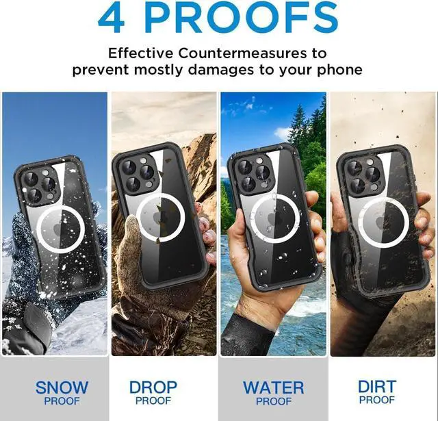 Alt view image 6 of 7 - BONAEVER Waterproof Case for iPhone 16 Pro Max 6.7 inch with MagSafe Snowproof,Dustproof and Shockproof, IP68 Certified Full Body Protection Fully Sealed Underwater Cover for iPhone 16 Pro Max 6.7"