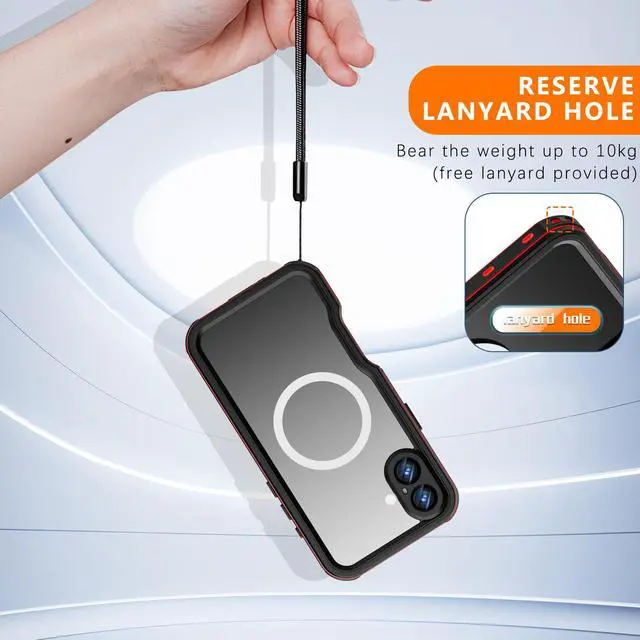 Alt view image 6 of 7 - BONAEVER Waterproof Case for iPhone 16 Plus 6.7 inch with MagSafe Snowproof,Dustproof and Shockproof, IP68 Certified Full Body Protection Fully Sealed Underwater Cover for iPhone 16 Plus 6.7" Red