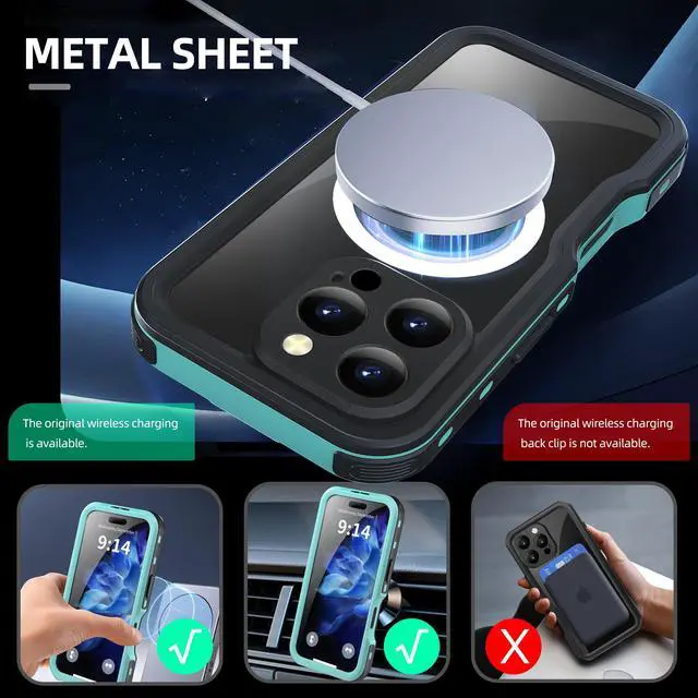 Alt view image 4 of 7 - BONAEVER Waterproof Case for iPhone 16 Pro 6.3 inch with MagSafe Snowproof,Dustproof and Shockproof, IP68 Certified Full Body Protection Fully Sealed Underwater Cover for iPhone 16 Pro 6.3" Blue