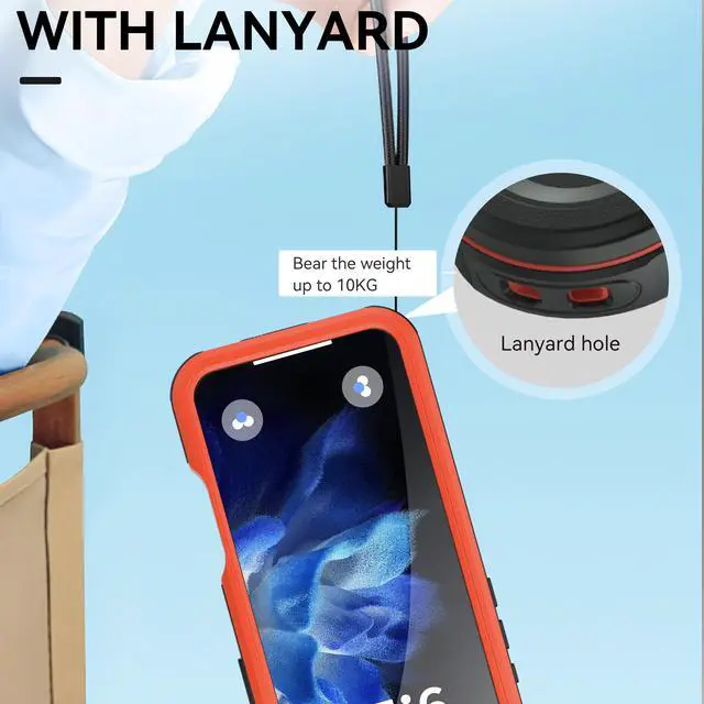 Alt view image 6 of 7 - BONAEVER Waterproof Case for iPhone 16 Pro 6.3 inch with MagSafe Snowproof,Dustproof and Shockproof, IP68 Certified Full Body Protection Fully Sealed Underwater Cover for iPhone 16 Pro 6.3" Red