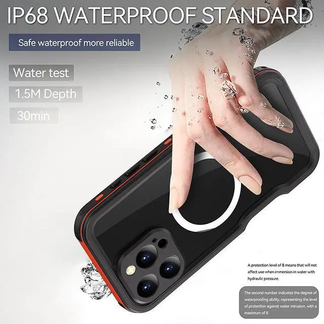 Alt view image 2 of 7 - BONAEVER Waterproof Case for iPhone 16 Pro Max 6.7 inch with MagSafe Snowproof,Dustproof and Shockproof, IP68 Certified Full Body Protection Fully Sealed Underwater Cover for iPhone 16 Pro Max 6.7"