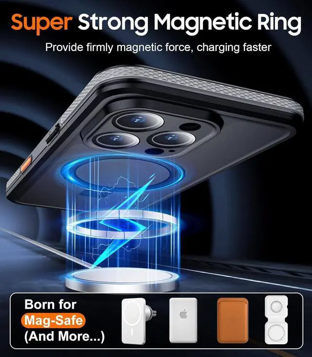Alt view image 4 of 7 - BONAEVER Magnetic for iPhone 16 Pro Max Case Waterproof, [Built-in Ring Invisible Stand & Screen Protector][IP68 Underwater][Dropproof][Dustproof][Real 360] Shockproof Protective Phone Case 6.9''