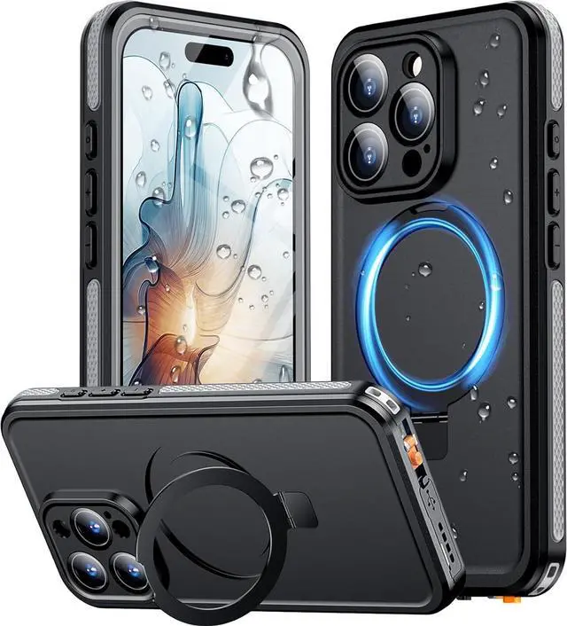 Main image of BONAEVER Magnetic for iPhone 16 Pro Max Case Waterproof, [Built-in Ring Invisible Stand & Screen Protector][IP68 Underwater][Dropproof][Dustproof][Real 360] Shockproof Protective Phone Case 6.9''