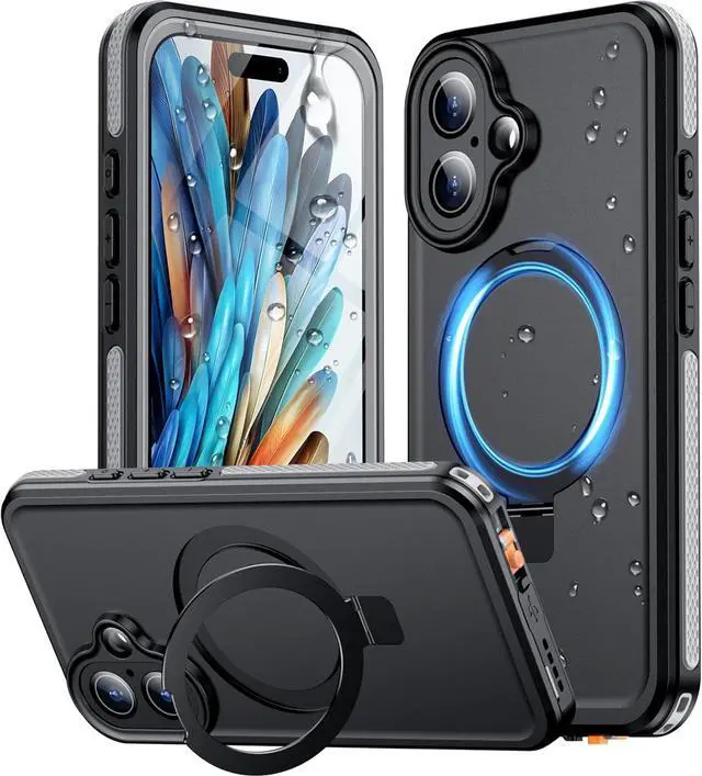 Main image of BONAEVER Magnetic for iPhone 16 Plus Case Waterproof, [Built-in Ring Invisible Stand & Screen Protector][IP68 Underwater][Dropproof][Dustproof][Real 360] Shockproof Protective Phone Case 6.7''