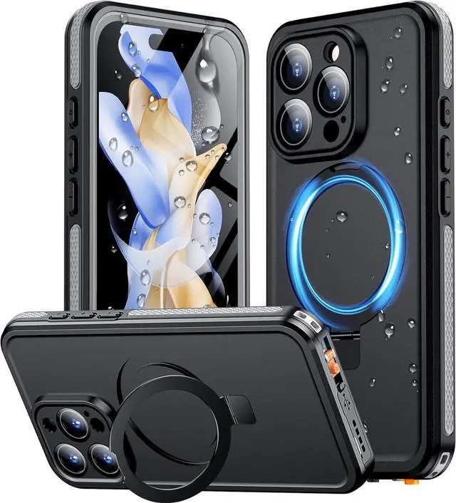 Main image of BONAEVER Magnetic for iPhone 16 Pro Case Waterproof, [Built-in Ring Invisible Stand & Screen Protector][IP68 Underwater][Dropproof][Dustproof][Real 360] Shockproof Protective Phone Case 6.3''