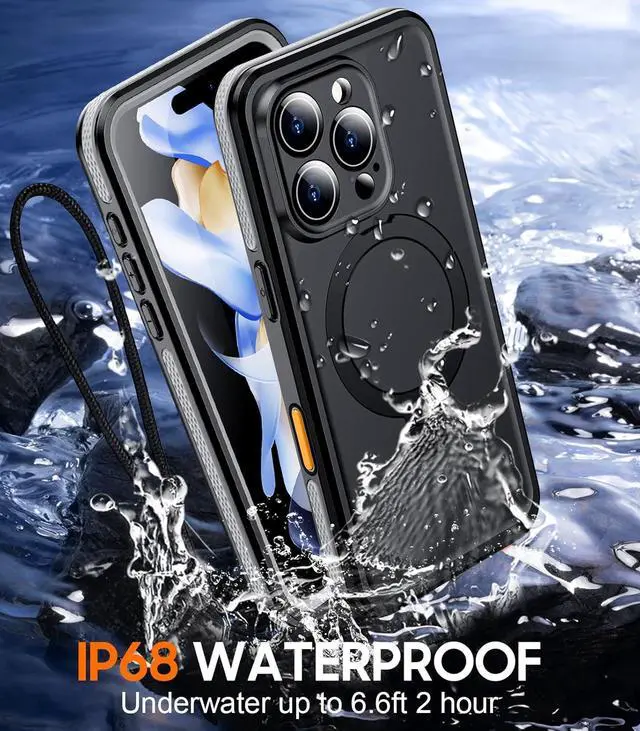 Alt view image 3 of 7 - BONAEVER Magnetic for iPhone 16 Pro Case Waterproof, [Built-in Ring Invisible Stand & Screen Protector][IP68 Underwater][Dropproof][Dustproof][Real 360] Shockproof Protective Phone Case 6.3''