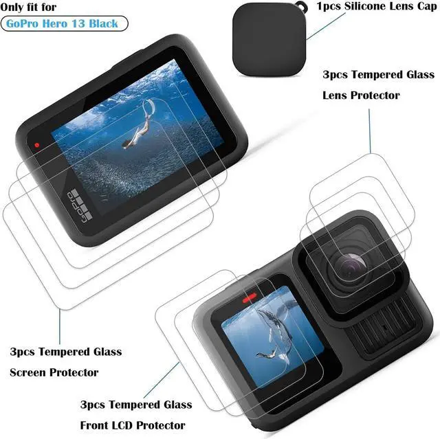 Alt view image 2 of 7 - BONAEVER 10 PCS Hero 13 Screen Protector Fit for GoPro Hero 13 Black, 9H Ultra Clear Tempered Glass Screen Only for Go Pro Hero 13 Accessories, Screen Protector & Silicone Lens Protective Cover