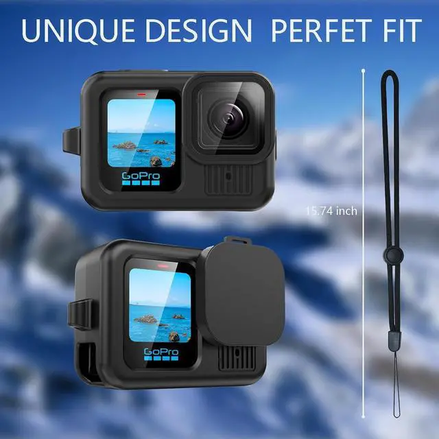 Alt view image 4 of 7 - BONAEVER Silicone Case Suitable for GoPro Hero 13 Black, Silicone Rubber Soft Case Protector Cover with Lens Cover Cap Lanyard Accessories Bundle Kit for Hero 13 Black Action Camera