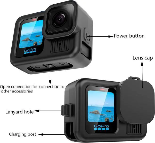 Alt view image 3 of 7 - BONAEVER Silicone Case Suitable for GoPro Hero 13 Black, Silicone Rubber Soft Case Protector Cover with Lens Cover Cap Lanyard Accessories Bundle Kit for Hero 13 Black Action Camera