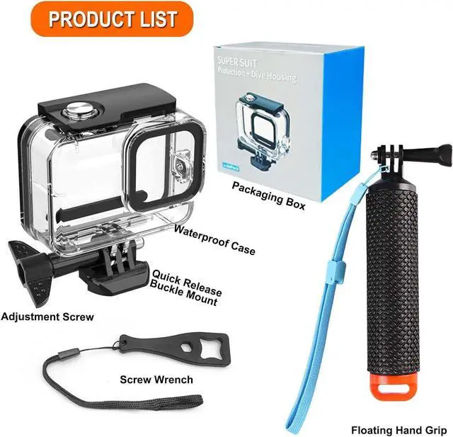 Alt view image 2 of 7 - BONAEVER Compatible for Go Pro Hero 13 12 11 10 9 Black Waterproof Housing Case 60M/196FT Protective Underwater Dive Case Shell with Cameras Handle Mount Accessories Kit