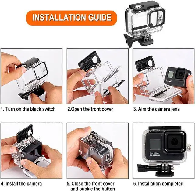 Alt view image 3 of 7 - BONAEVER Compatible for Go Pro Hero 13 12 11 10 9 Black Waterproof Housing Case 60M/196FT Protective Underwater Dive Case Shell with Cameras Handle Mount Accessories Kit