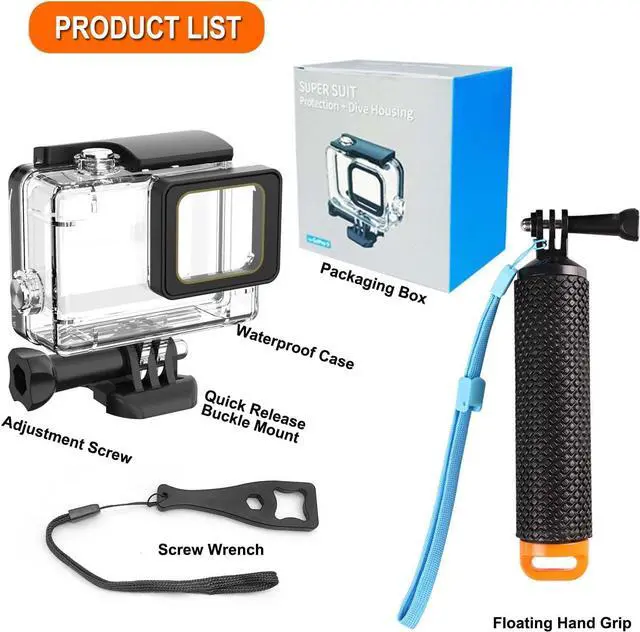 Alt view image 2 of 7 - BONAEVER Compatible for Go Pro Hero 7 6 5 Black Waterproof Housing Case 45M/147FT Protective Underwater Dive Case Shell with Cameras Handle Mount Accessories Kit