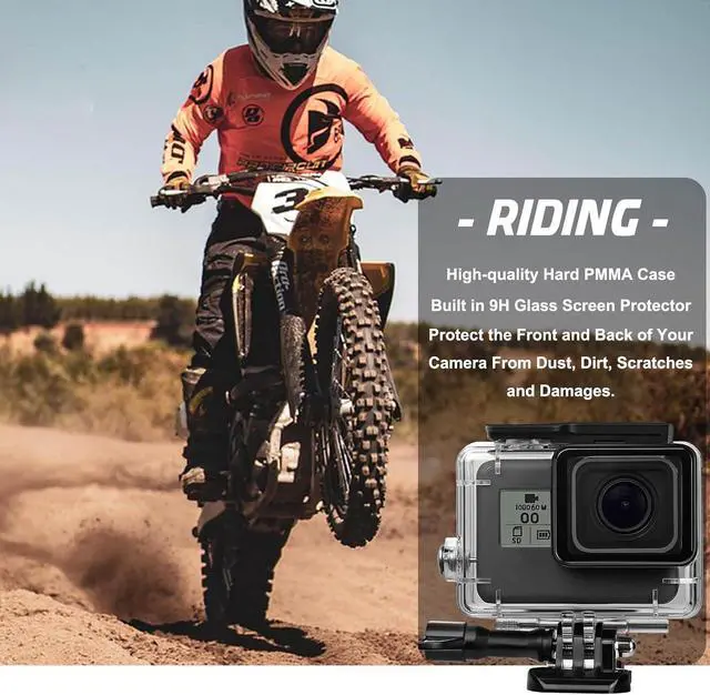 Alt view image 4 of 7 - BONAEVER Compatible for Go Pro Hero 7 6 5 Black Waterproof Housing Case 45M/147FT Protective Underwater Dive Case Shell with Cameras Handle Mount Accessories Kit