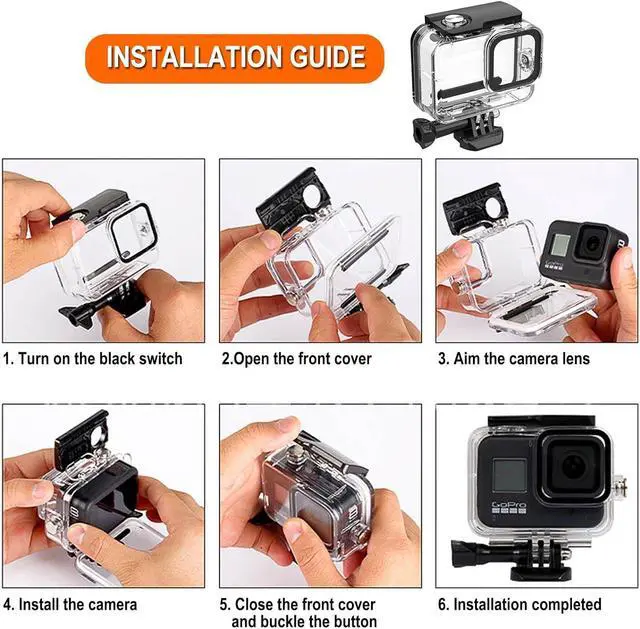 Alt view image 5 of 7 - BONAEVER Compatible for Go Pro Hero 7 6 5 Black Waterproof Housing Case 45M/147FT Protective Underwater Dive Case Shell with Cameras Handle Mount Accessories Kit