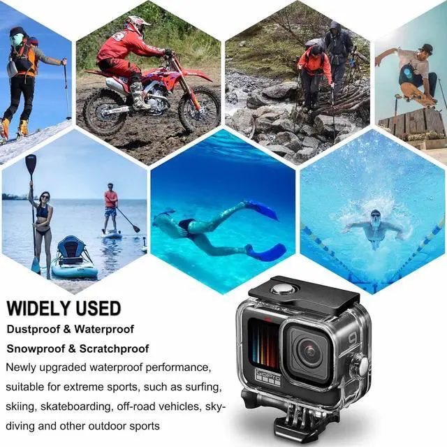 Alt view image 7 of 7 - BONAEVER Compatible for Go Pro Hero 7 6 5 Black Waterproof Housing Case 45M/147FT Protective Underwater Dive Case Shell with Cameras Handle Mount Accessories Kit