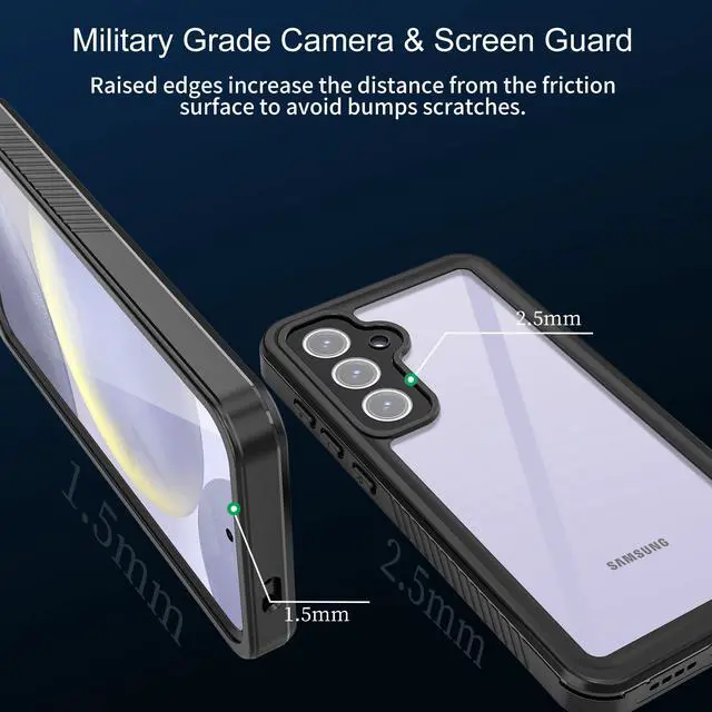 Alt view image 5 of 7 - BONAEVER for Samsung Galaxy S24 FE 6.7 inch Case Waterproof, [Shockproof] [Built-in Screen Protector & Glass Camera Protector][IP68 Underwater][Dustproof][Dropproof] Full Body Phone Case