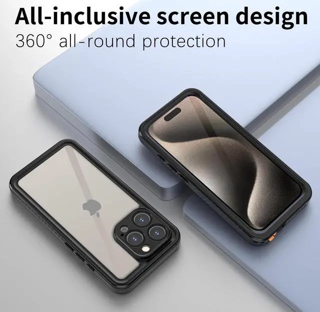 Alt view image 7 of 7 - BONAEVER for iPhone 16 Pro Max Case Waterproof with Camera Control Capture Button, IP68 Underwater, Full Heavy Duty Protection, Built-in Screen Protector, Shockproof Dropproof Phone Cover, Black