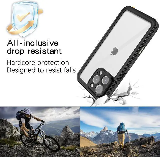 Alt view image 2 of 7 - BONAEVER for iPhone 16 Pro Case Waterproof, IP68 Underwater, Full Heavy Duty Protection, Built-in Screen & Camera Protector, Military Shockproof Dropproof Rugged Phone Cover, Black