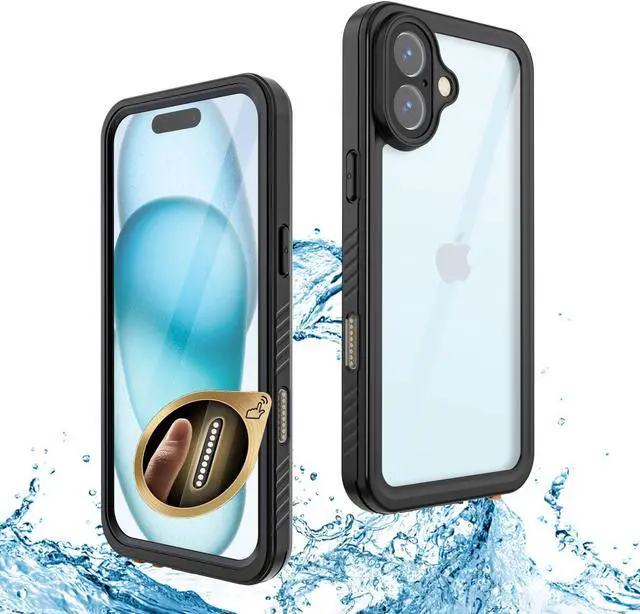 Main image of BONAEVER for iPhone 16 Plus Case Waterproof with Camera Control Capture Button, IP68 Underwater, Full Heavy Duty Protection, Built-in Screen Protector, Shockproof Dropproof Phone Cover, Black