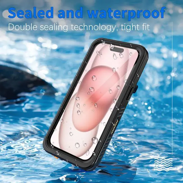 Alt view image 2 of 7 - BONAEVER for iPhone 16 Case Waterproof with Camera Control Capture Button, IP68 Underwater, Full Heavy Duty Protection, Built-in Screen Protector, Shockproof Dropproof Phone Cover, Black