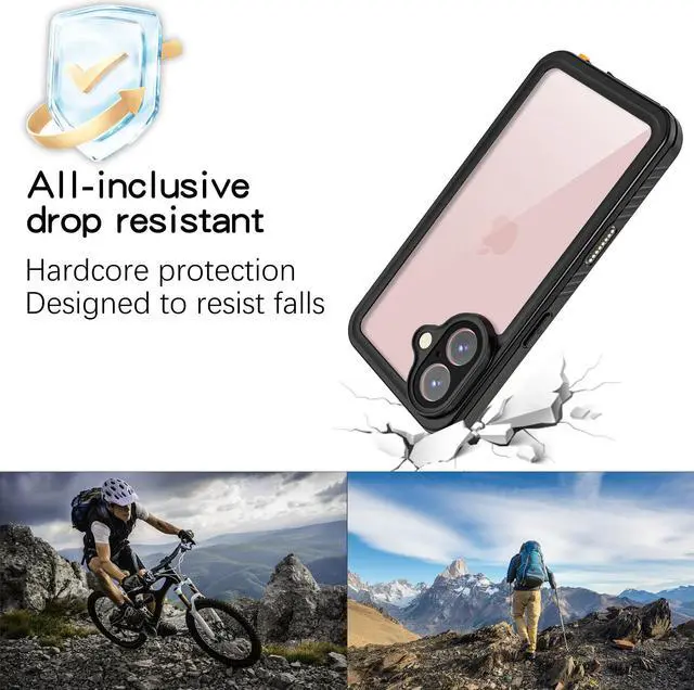 Alt view image 3 of 7 - BONAEVER for iPhone 16 Case Waterproof with Camera Control Capture Button, IP68 Underwater, Full Heavy Duty Protection, Built-in Screen Protector, Shockproof Dropproof Phone Cover, Black