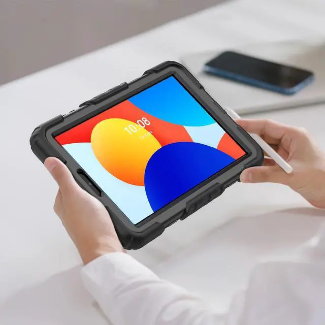 Alt view image 7 of 7 - BONAEVER Case for Xiaomi Redmi Pad SE 8.7 inch 2024, Shockproof Cover with Built-in Screen Protector 360 Rotate Stand Hand Strap Shoulder Strap Pencil Holder