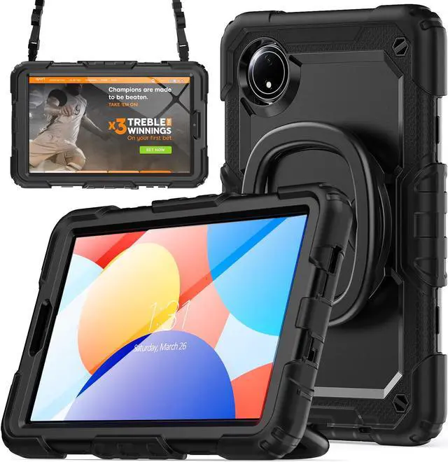 Main image of BONAEVER Case for Xiaomi Redmi Pad SE 8.7 inch 2024, Shockproof Case with Screen Protector Pencil Holder [360° Rotating Hand Strap] & Stand & Shoulder Strap