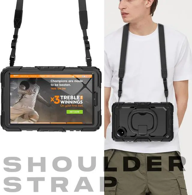 Alt view image 7 of 7 - BONAEVER Case for Xiaomi Redmi Pad SE 8.7 inch 2024, Shockproof Case with Screen Protector Pencil Holder [360° Rotating Hand Strap] & Stand & Shoulder Strap