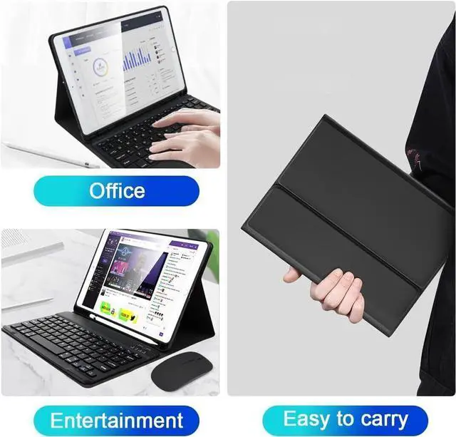 Alt view image 7 of 7 - BONAEVER Keyboard Case with Mouse for Xiaomi Pad 6S Pro 12.4 inch 2024 - Protective Stand Cover with Bluetooth Detachable Magnetic Keyboard / Wireless Mouse / Pencil Holder